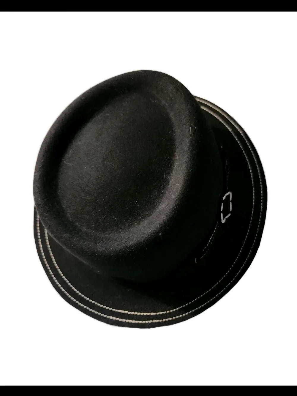 Vtg Betmar New York Black Wool Fedora Hat Contrast Stitching Narrow Brim S